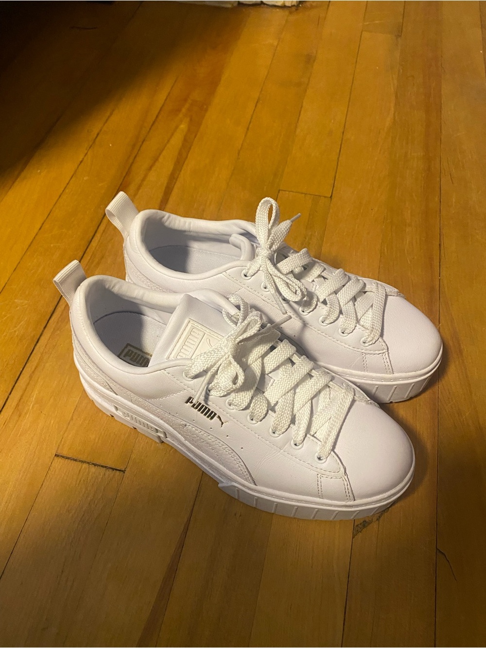 Puma White Low-Top Platform Sneakers for Women
